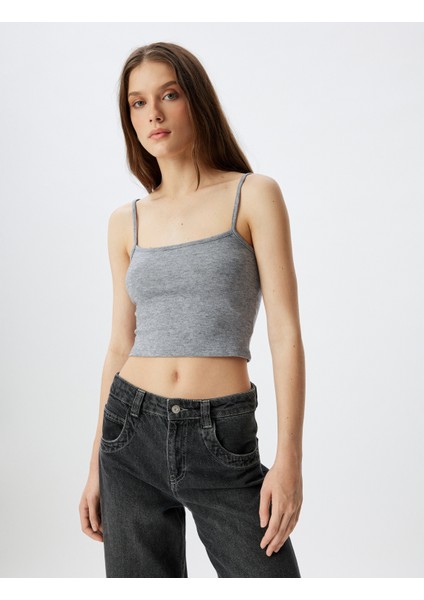 Ince Askılı Crop Atlet Slim Fit