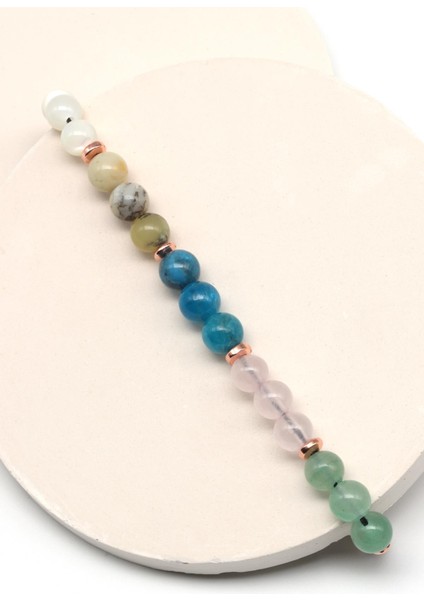 Boğa Burcu Taşlarından Oluşan Doğal Taş Makrome Bileklik 6 mm Küre Kesim - Burç Bilekliği fiyatları