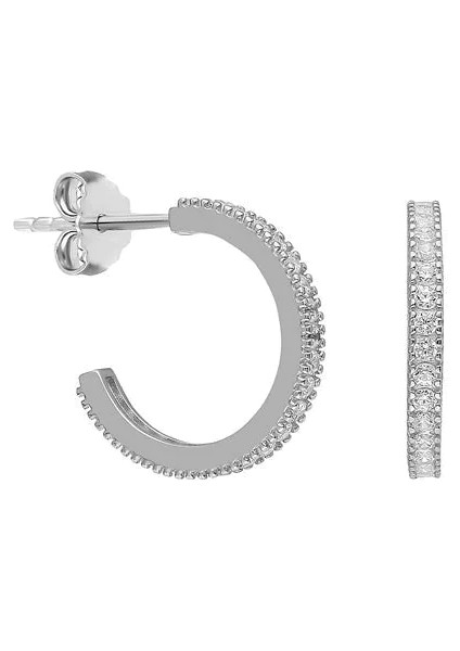 Taşlı Halka Küpe 718895 Silver
