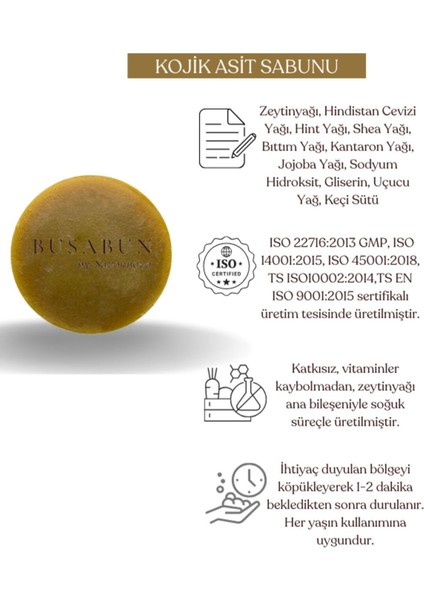 Doğal Kojik Asit Sabunu 4x100 Gr Cilt Bakım Ve Kişisel Bakım Için Katı Sabun