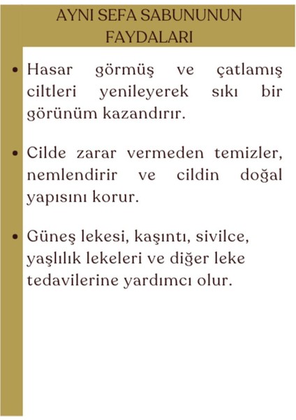 Doğal Aynı Sefa Sabunu, Ciltler Için Destekleyici Yenileyici Sabun 100 Gr modelleri