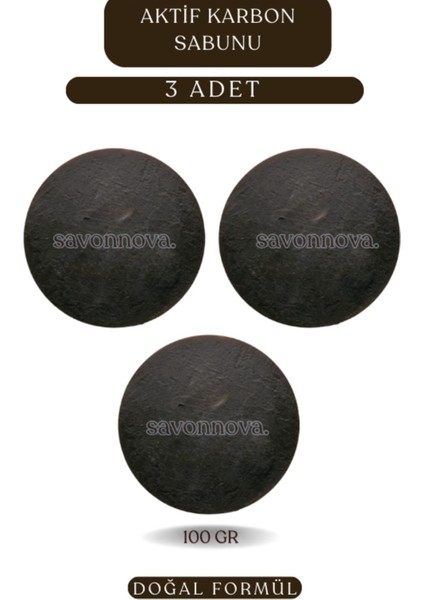Doğal Aktif Karbon Sabunu, Cilt Lekeleri Için Katkısız Sabun 3x100 Gr