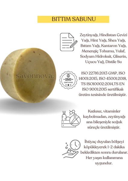 Doğal Bıttım Sabunu, Cilt Için Katkısız El Yapımı Sabun 100 Gr fiyatları
