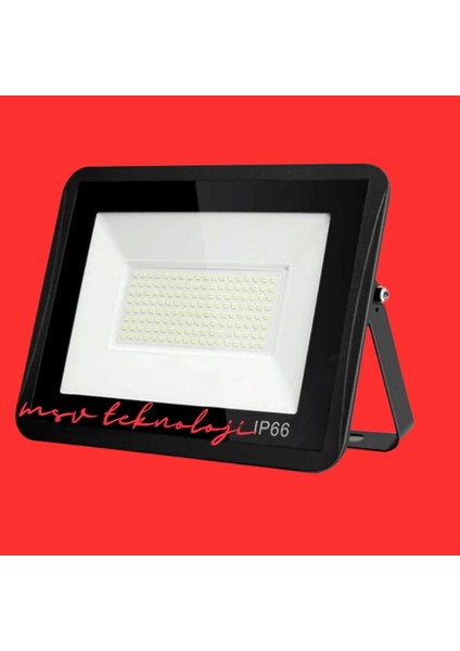 220 Volt 150 Watt Siyah Slim Kasa Kırmızı IP65 LED Projektör