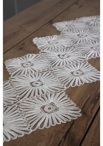 Dantel Örme Detay Masa Runner Fiskos Örtüsü 100X35 cm 1001-ÜCGEN fiyatları