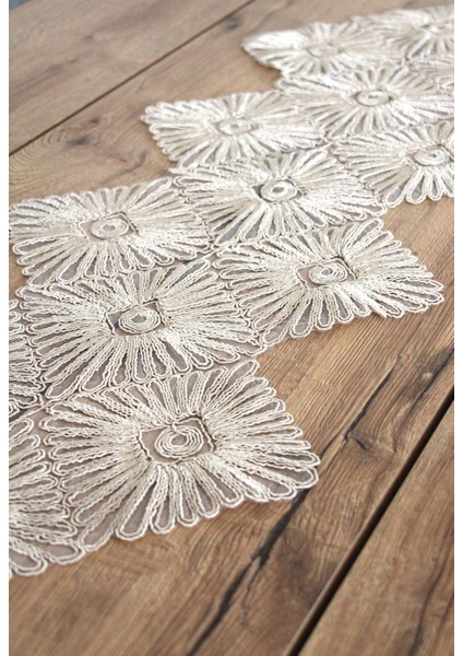 Dantel Örme Detay Masa Runner Fiskos Örtüsü 100X35 cm 1001-ÜCGEN modelleri
