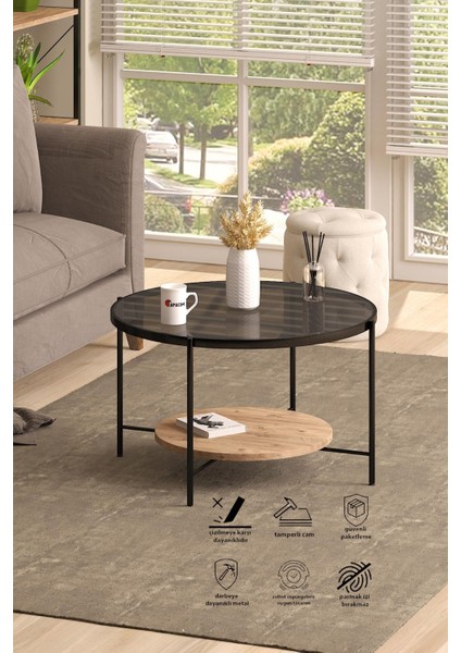 Oslo Orta Sehpa, Füme Temperli Cam , Atlantik Çam fiyatları