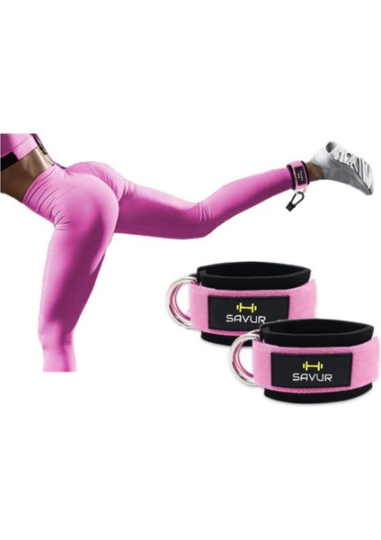 Pembe Professional Ankle Strap - Ayak Bileği Kayışları, Fitness Ayak Bilekliği Çift Demirli-2 Adet