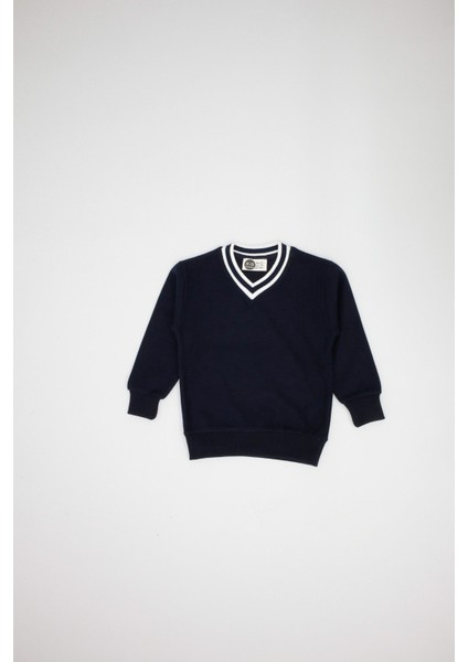 Erkek V Yaka Sweat - Selanik Kumaş Triko Yaka Detaylı Okul ve Günlük Giyim için Sweat_RG3365