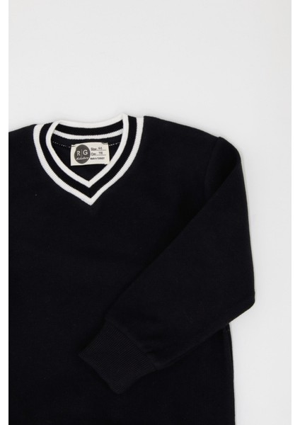 Erkek V Yaka Sweat - Selanik Kumaş Triko Yaka Detaylı Okul ve Günlük Giyim için Sweat_RG3365 modelleri