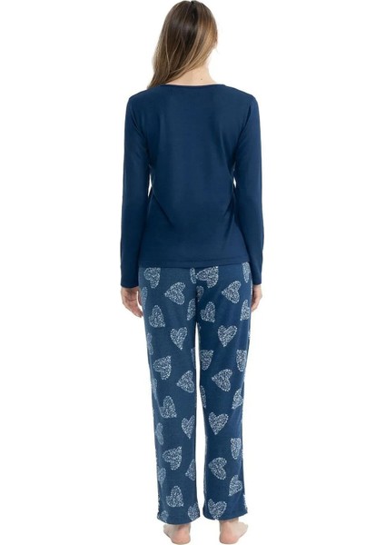 U.s Polo Assn. 17108 Kadın Uzun Kollu Yuvarlak Yaka Pijama Takımı-Lacivert modelleri