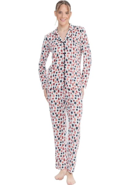 U.s Polo Assn. 17111 Kadın Uzun Kollu Gömlek Pijama Takım-Baskılı