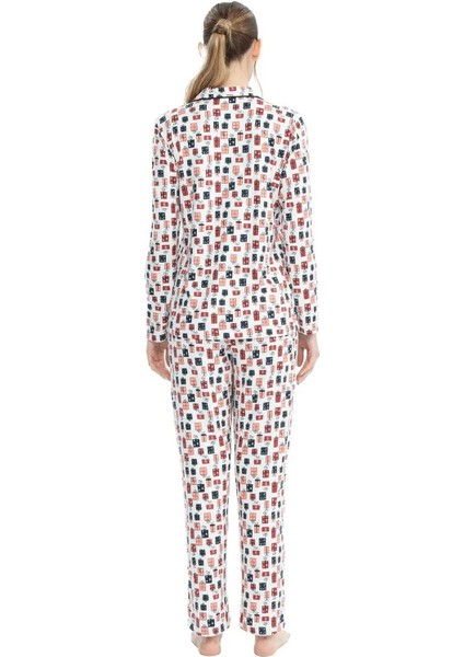U.s Polo Assn. 17111 Kadın Uzun Kollu Gömlek Pijama Takım-Baskılı modelleri