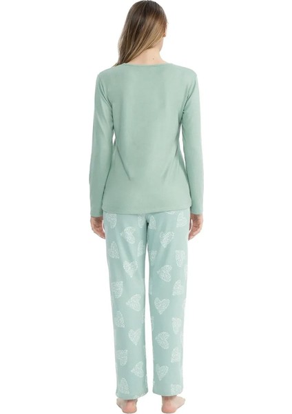 U.s Polo Assn. 17108 Kadın Uzun Kollu Yuvarlak Yaka Pijama Takımı-Mint modelleri