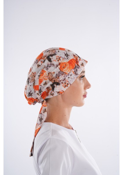 Kahve Kediler Desenli Tesettür Veteriner Doktor Hemşire Hastane Aşçı Cerrahi Bone fırsatları