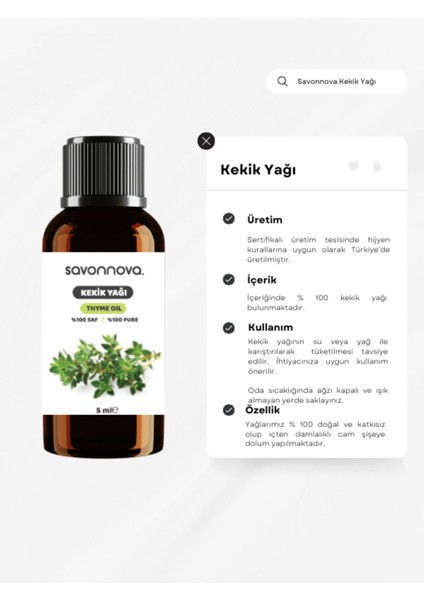 Doğal Kekik Yağı Saf 5 Ml