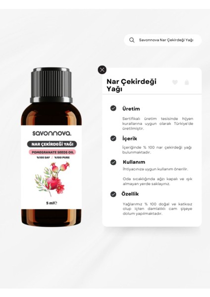 Doğal Nar Çekirdeği Yağı Saf 5 Ml