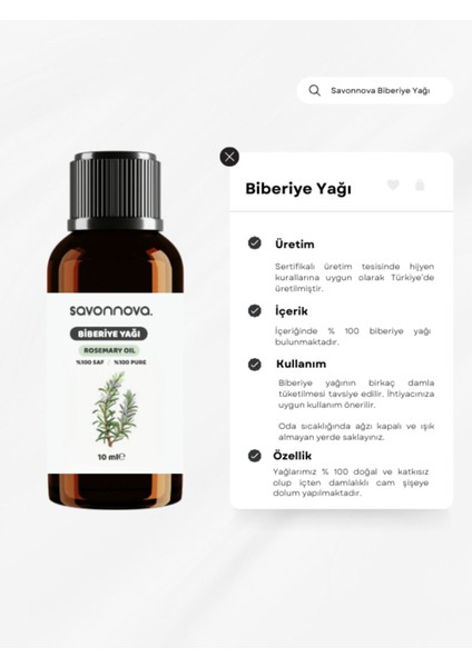 Doğal Biberiye Yağı Saf 10 Ml