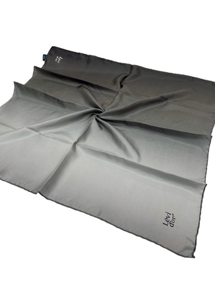 Gri-Füme Levidor Degrade Twill İpek Eşarp