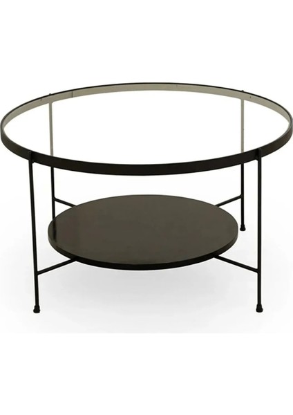 Oslo Şeffaf Cam Orta Sehpa , Siyah Alt