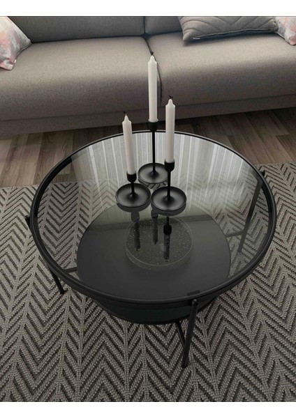 Oslo Şeffaf Cam Orta Sehpa , Siyah Alt fırsatları