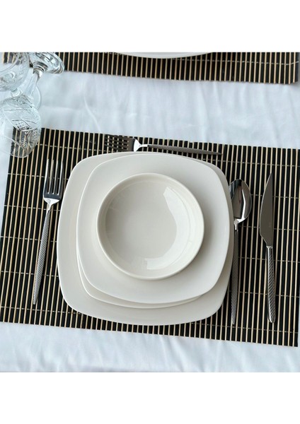 Modern 24 Parça Beyaz Porselen Yemek Takımı, 6 Kişilik, Mikrodalga Uyumlu modelleri