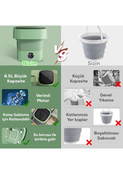 Dempower Katlanabilir Çamaşır Makinesi - Seyahat, Kamp ve Küçük Yaşam Alanları Için Ideal Mor