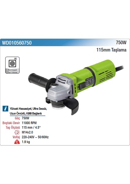 Elektrikli Avuç Taşlama 750W 115MM WD010560750