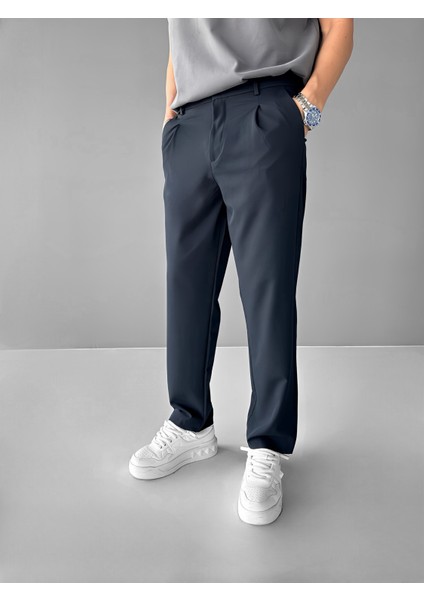 Erkek Baggy Fit Beli Lastikli Rahat Pantolon Lacivert fiyatları