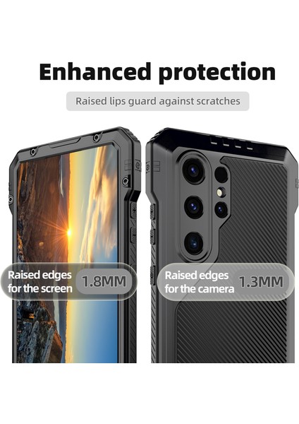 Anti-düşen Telefon Kılıfı için Samsung Galaxy S24 Ultra Kılıf Silikon + Metal Kickstand Telefon Kapağı, PET Ekran Filmi-Siyah (Yurt Dışından) indirimleri