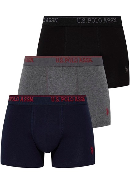 U.S. Polo Assn. 90005  Erkek Battal 3'lü Boxer-Siyah&antrasit&lacivert