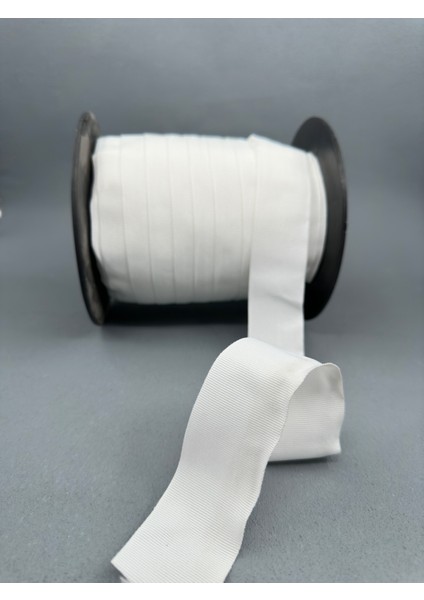 4 cm Polyester Grogren Şerit-5 Metre-Ekru