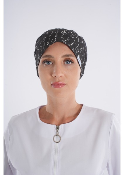 Siyah Nota Desenli Tesettür Doktor Hemşire Hastane Aşçı Cerrahi Bone fiyatları