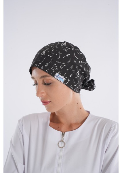 Siyah Nota Desenli Tesettür Doktor Hemşire Hastane Aşçı Cerrahi Bone fırsatları