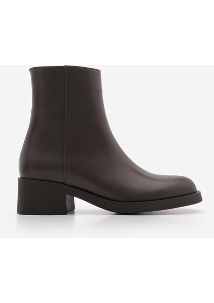 Kadın Fermuarlı Topuklu Günlük Bot Huna Kahve modelleri