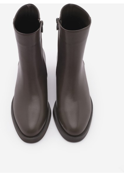 Kadın Fermuarlı Topuklu Günlük Bot Huna Kahve