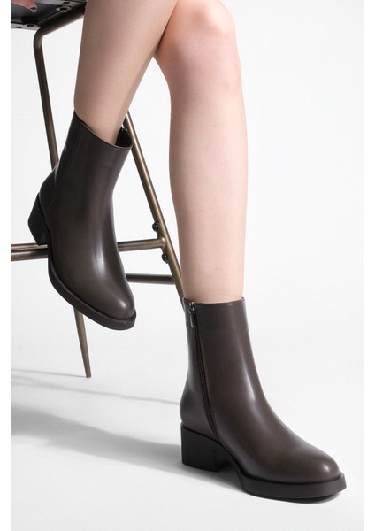 Kadın Fermuarlı Topuklu Günlük Bot Huna Kahve fiyatları