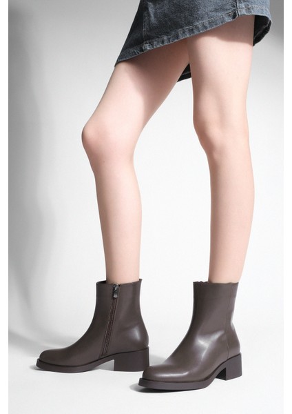 Kadın Fermuarlı Topuklu Günlük Bot Huna Kahve fırsatları
