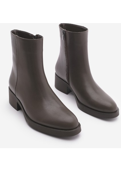 Kadın Fermuarlı Topuklu Günlük Bot Huna Kahve indirimleri