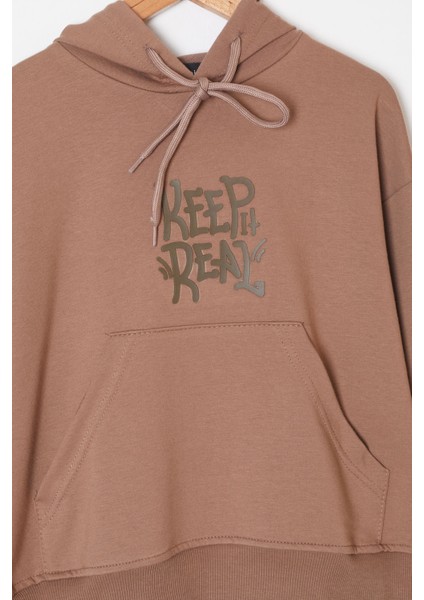 Kahverengi Keep Read Yazılı Erkek Çocuk Kapüşonlu Takım 19314 fiyatları
