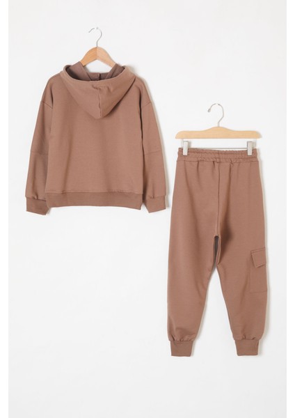Kahverengi Keep Read Yazılı Erkek Çocuk Kapüşonlu Takım 19314 fırsatları
