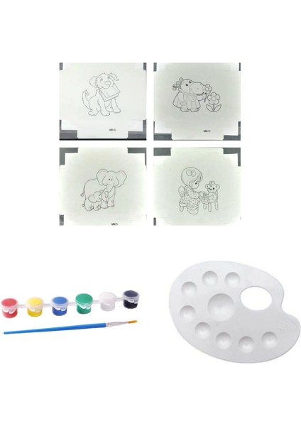 Silinebilir Tuval 4 Adet ve 6lı Akrilik Boya ve Palet fiyatları