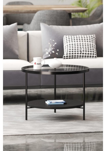 60 Çap , Füme Cam , Siyah Alt Orta Sehpa fiyatları