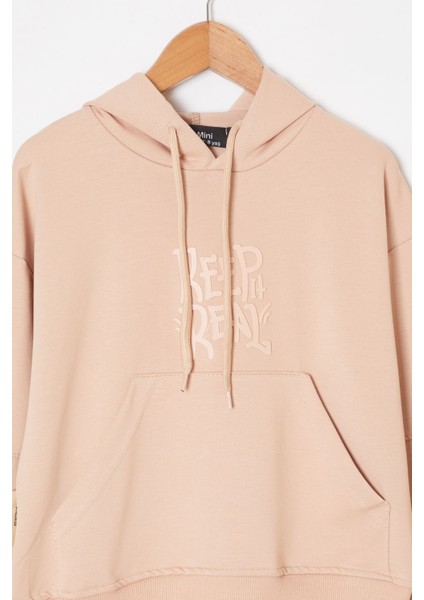 Bej Keep Read Yazılı Erkek Çocuk Kapüşonlu Takım 19315 fiyatları