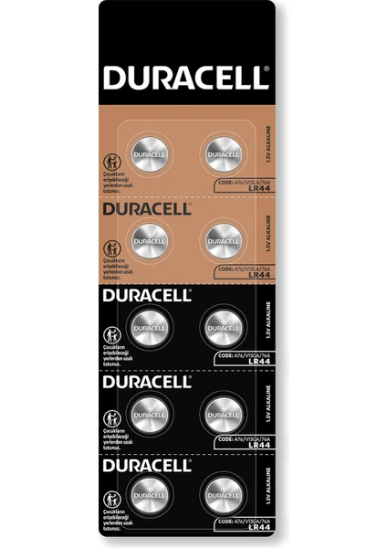 DURACELL LR44 (10'lu Paket) özel alkalin pil 1,5V (A76)