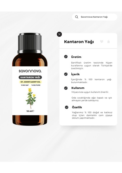 Doğal Kantaron Yağı %100 Saf 10 ml