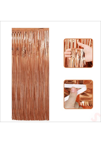 Kapı, Duvar ve Arka Fon Saçaklı Perde 1mt x 2mt - Rose Gold