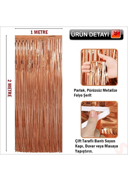 Kapı, Duvar ve Arka Fon Saçaklı Perde 1mt x 2mt - Rose Gold fiyatları