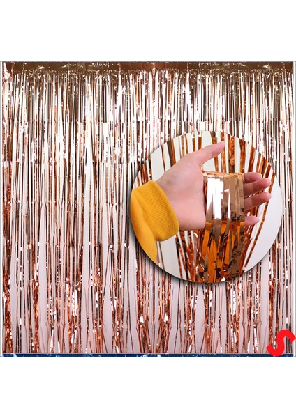 Kapı, Duvar ve Arka Fon Saçaklı Perde 1mt x 2mt - Rose Gold modelleri