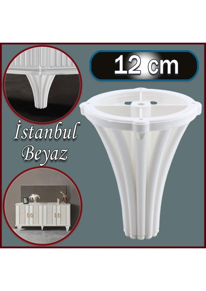 Istanbul Konsol Mobilya Kanepe Koltuk Tv Ünitesi Baza Ayağı Orta Sehpası Ayak Ayakları 12 cm Beyaz